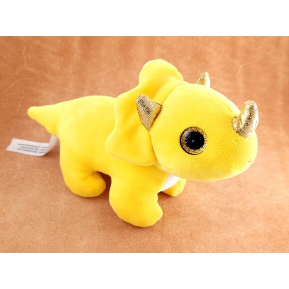 Naturally Kids Yellow Triceratops Dinosaur Plushie 07/2022 ~ 7.5 Inches - Picture 2 of 7